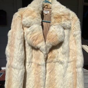 Elegant Cream Real Rabbit Fur Coat-USED